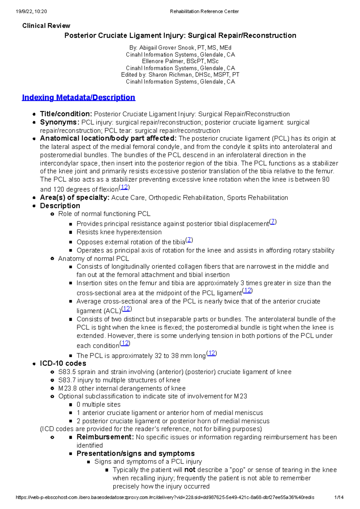 Lesión del ligamento cruzado posterior - Clinical Review Posterior ...