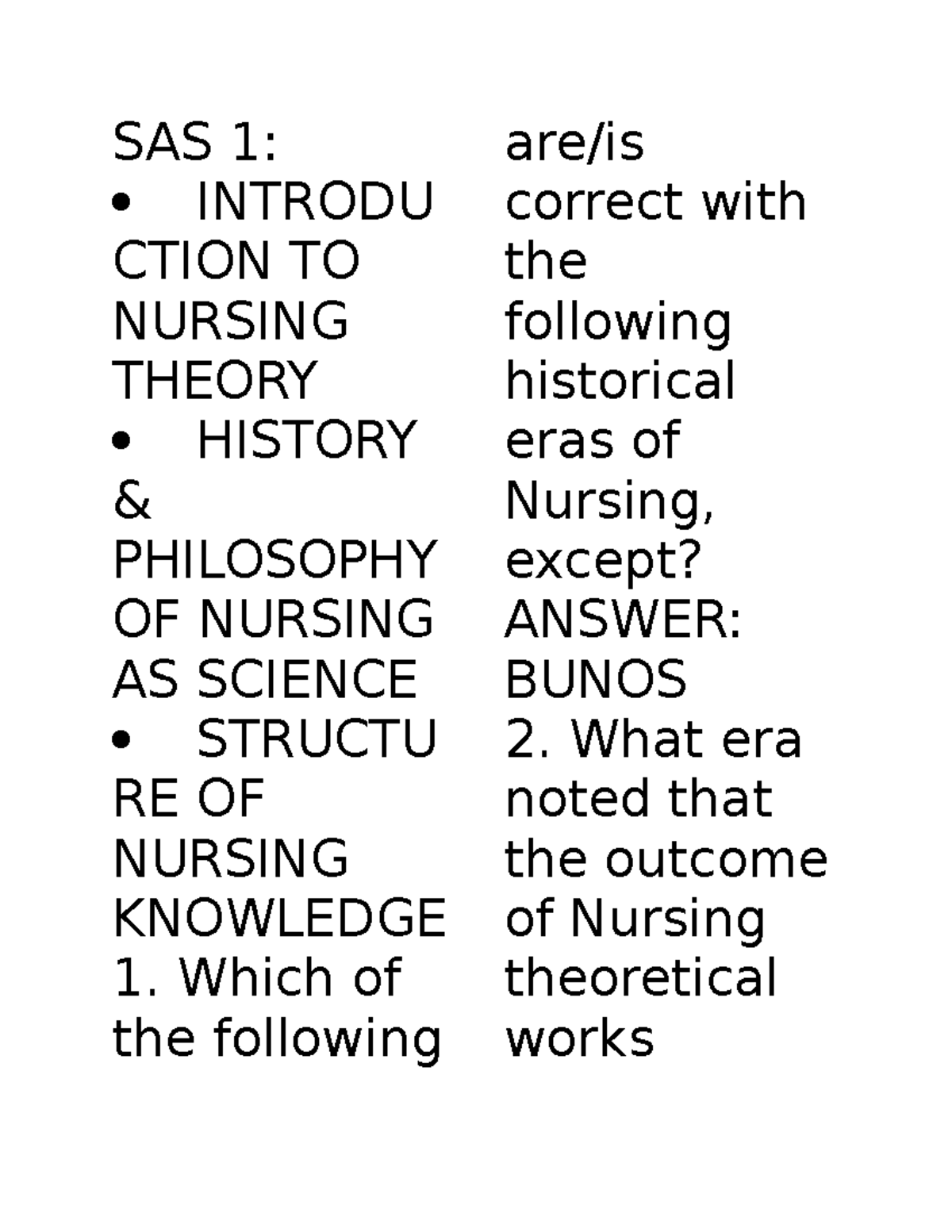 TFN-Reviewer - SAS 1: INTRODU CTION TO NURSING THEORY HISTORY ...