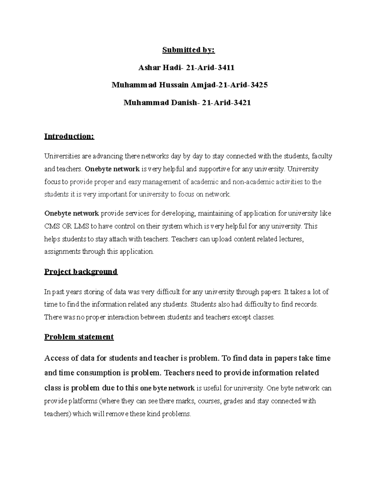 Assignment - good - Submitted by: Ashar Hadi- 21-Arid- Muhammad Hussain ...