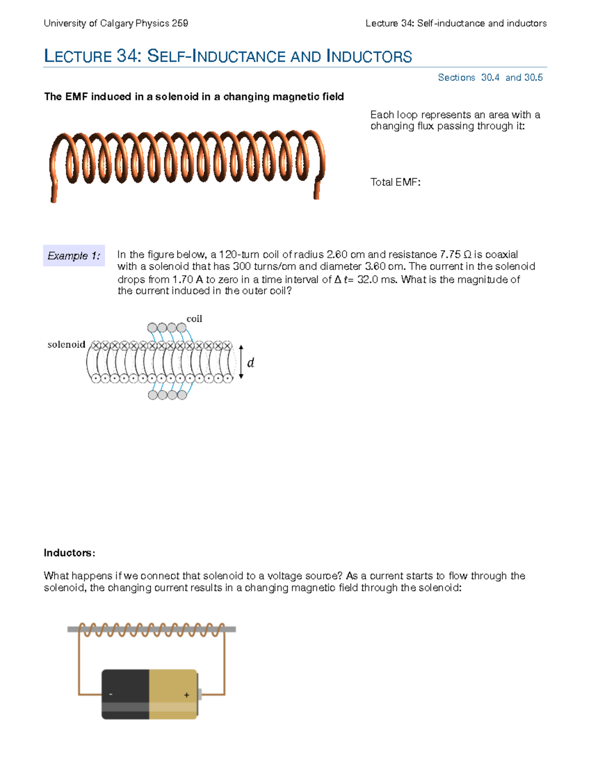 Lecture 34 notes University of Calgary Physics 259 Lecture 34 Self