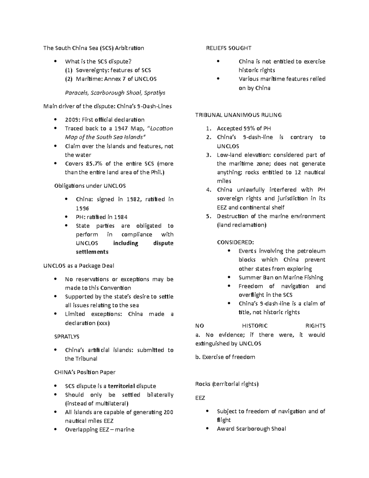 South China SEA Arbitration - The South China Sea (SCS) Arbitration ...