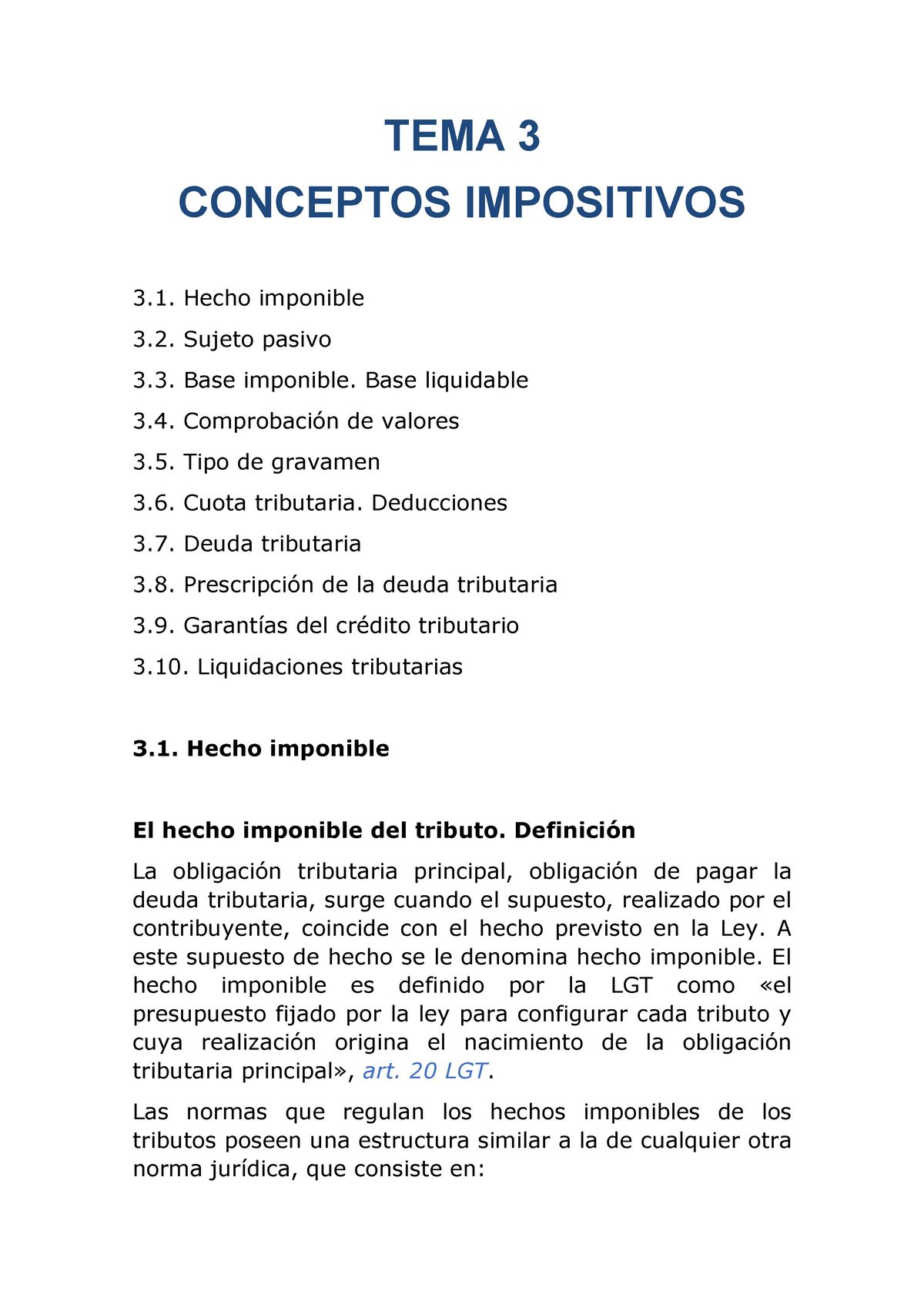 Tema 3 Hecho Imponible Tema 3 Conceptos Impositivos Hecho Imponible Sujeto Pasivo Base 9585