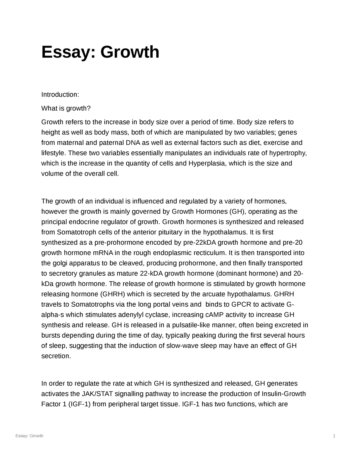essay about human growth hormone