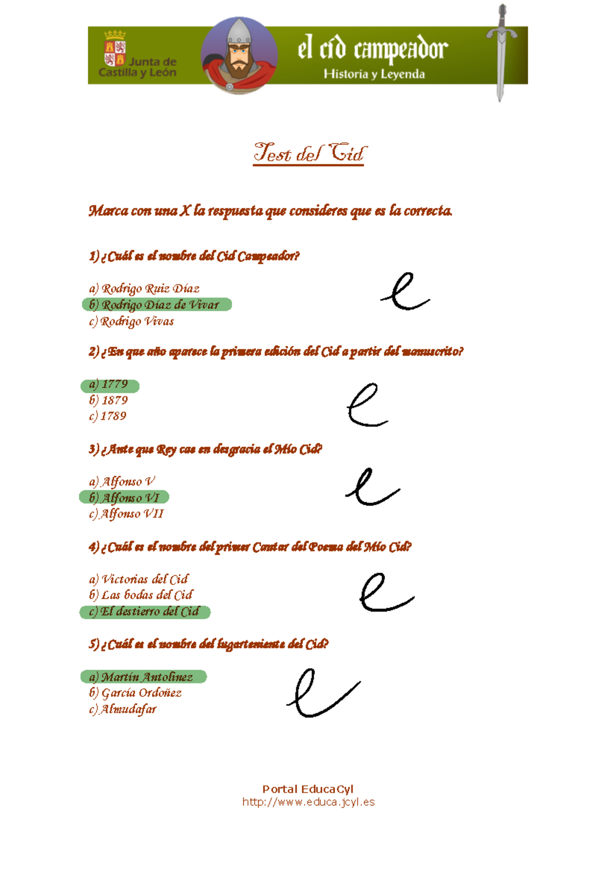 Kipdf - Study - Test del Cid Marca con una X la respuesta que ...