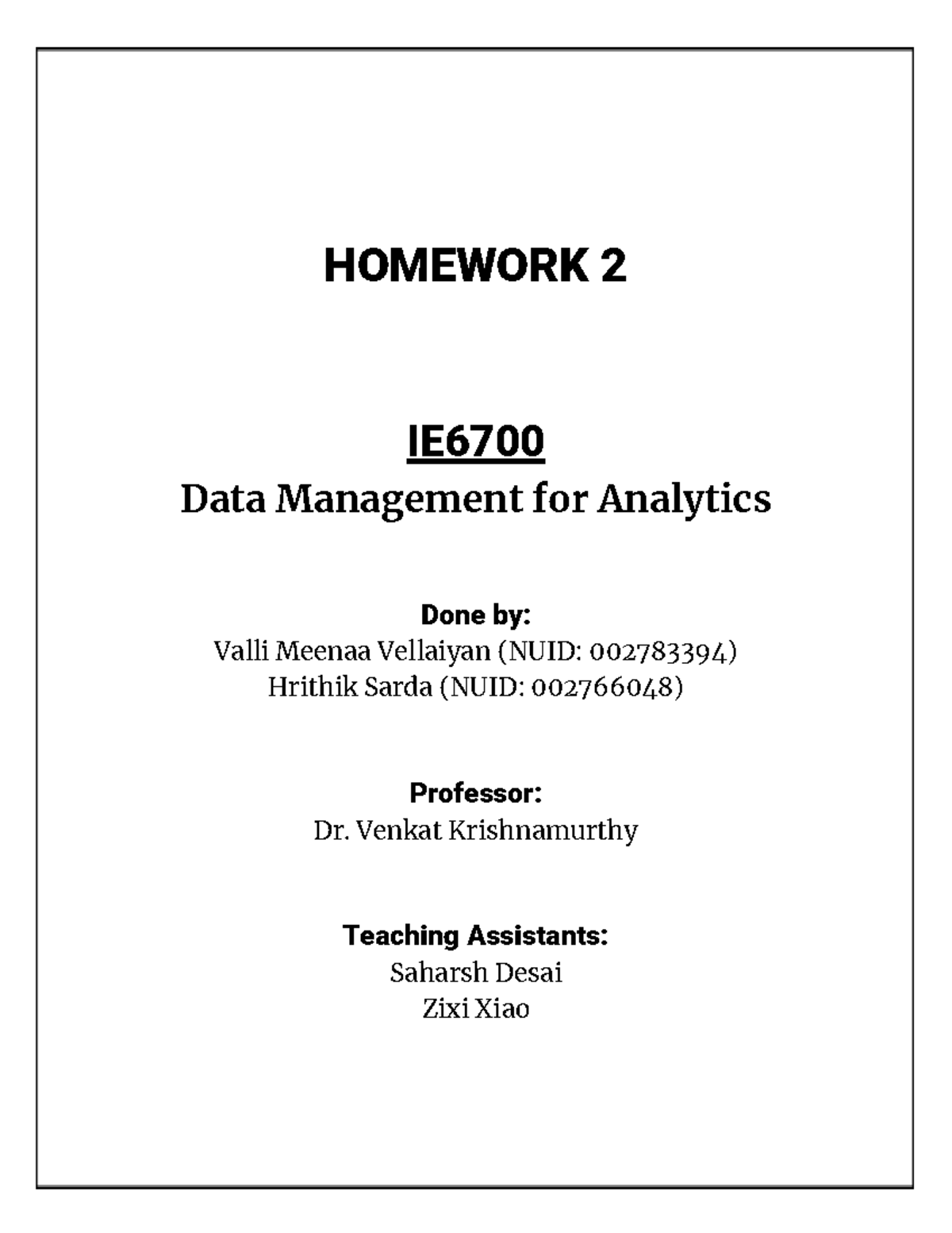 data management homework