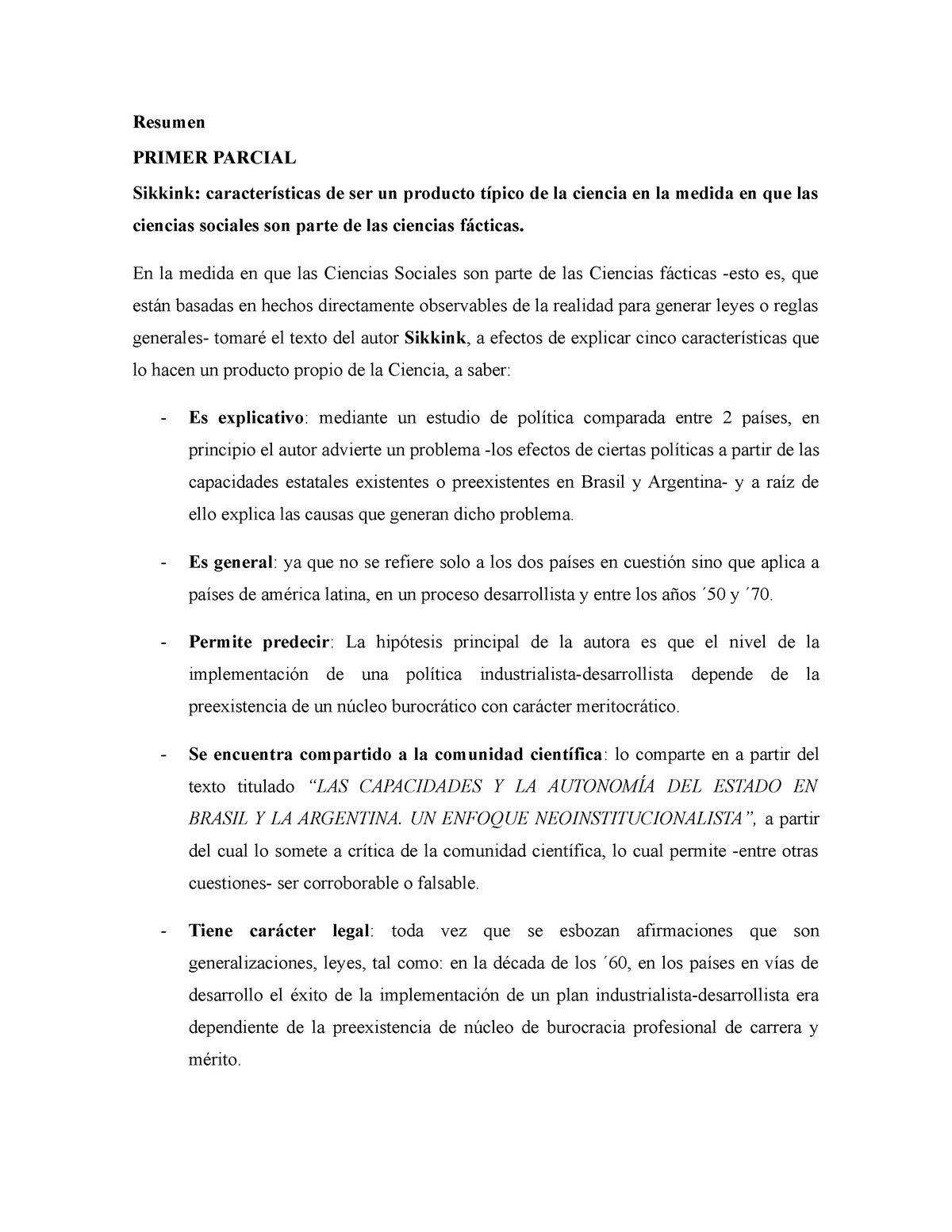 1ER Parcial Epistemología- Resumen - Resumen PRIMER PARCIAL Sikkink ...