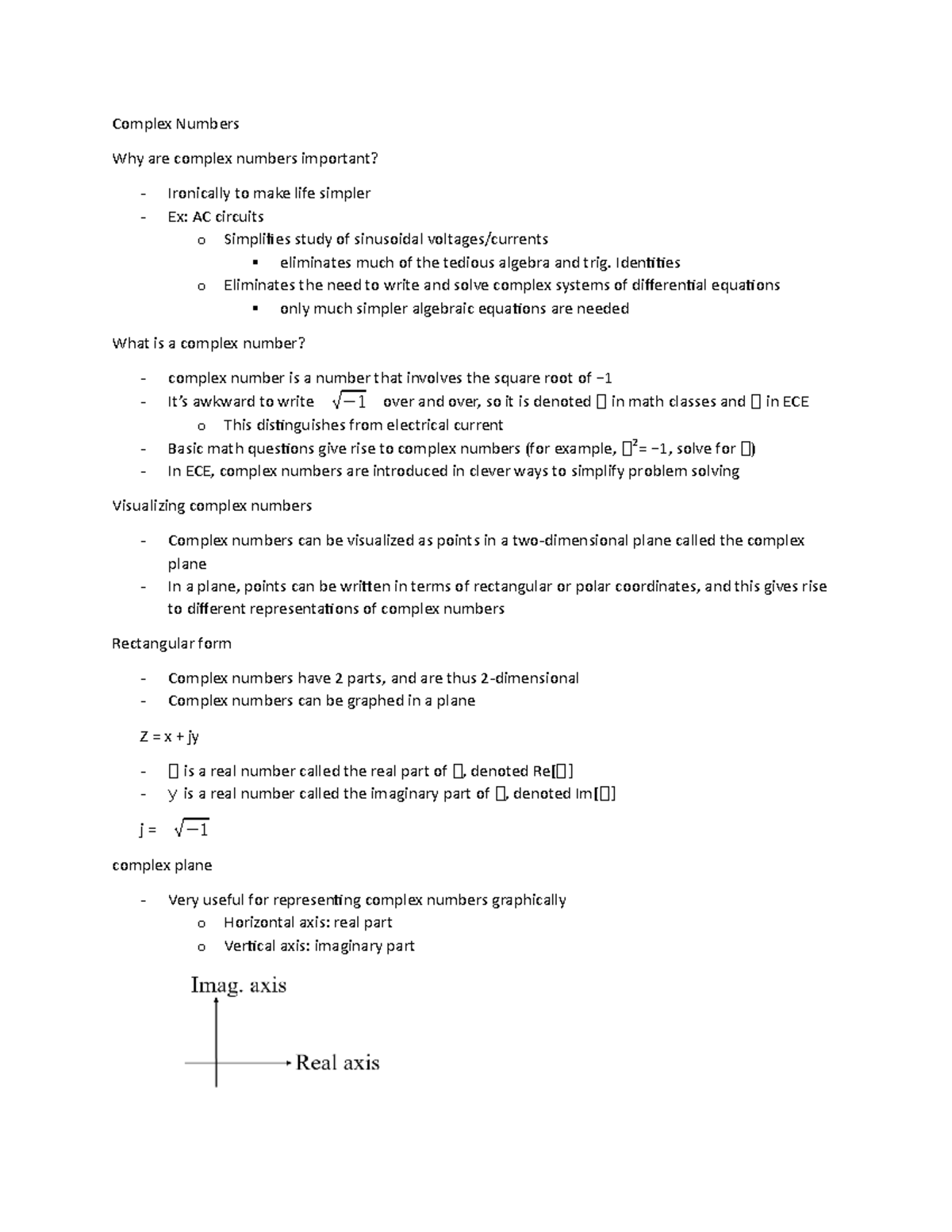 Lecture 1 Complex Numbers - Complex Numbers Why are complex numbers ...