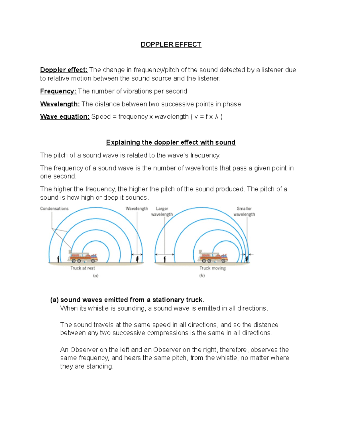 Doppler Effect - Lecture notes 1,2 - DOPPLER EFFECT Doppler effect: The ...