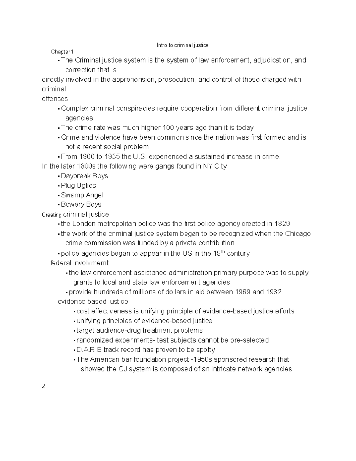 CJJ CJJ Intro to criminal justice Chapter 1 • The Criminal justice