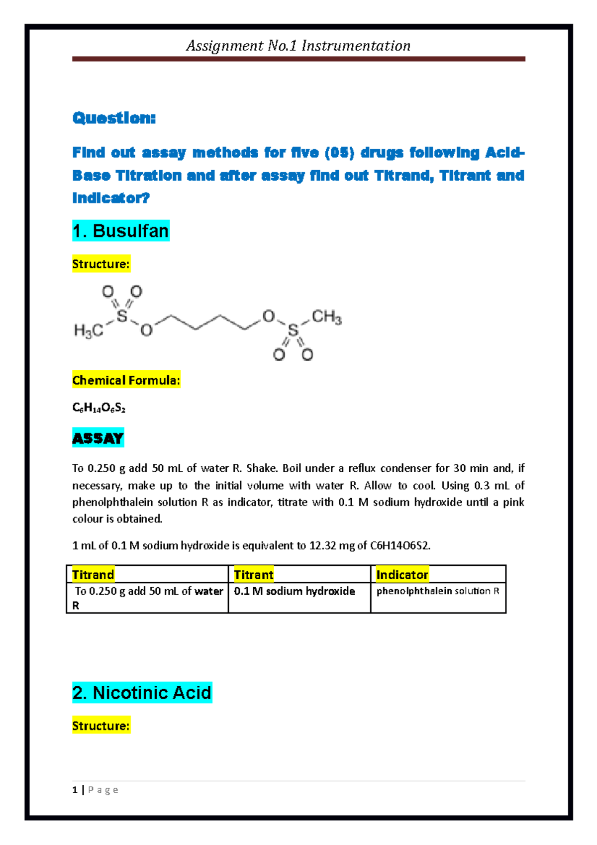 Drugs assay titration Question Find out assay methods for five ( 05