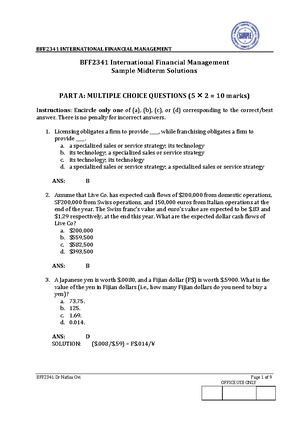 BFW2341 S2 Final EXAM Marking Guide - Semester Two 2015 Examination ...