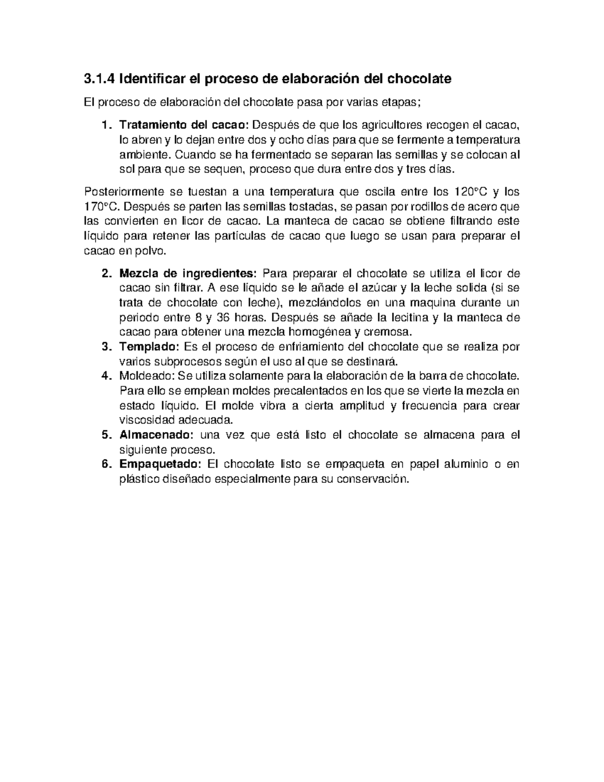 Tipos De Chocolate En El Mundo - 3.1 Identificar El Proceso De 