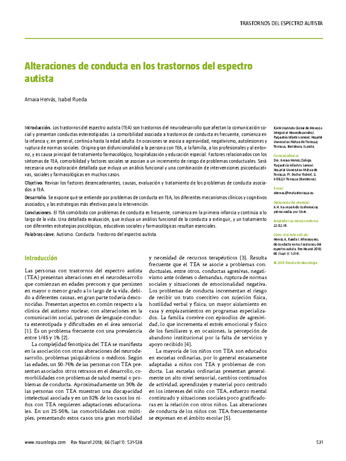4. Alteraciones de conducta en los trastornos de espectro autista ...