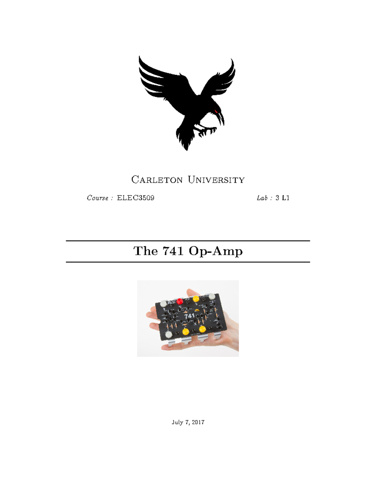 Pdf-6 - test - Carleton University Course : ELEC3509 Lab : 3 L The 741 ...