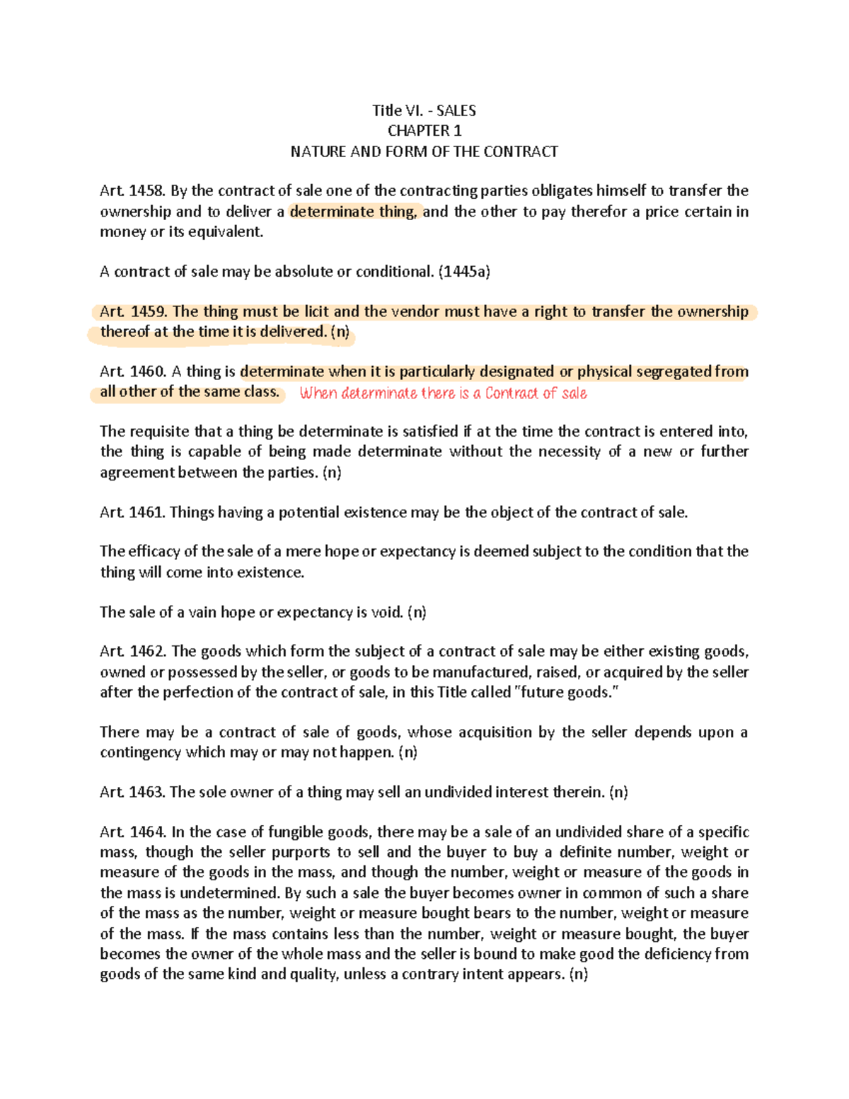 1458-1488 (done print) - Title VI. - SALES CHAPTER 1 NATURE AND FORM OF ...