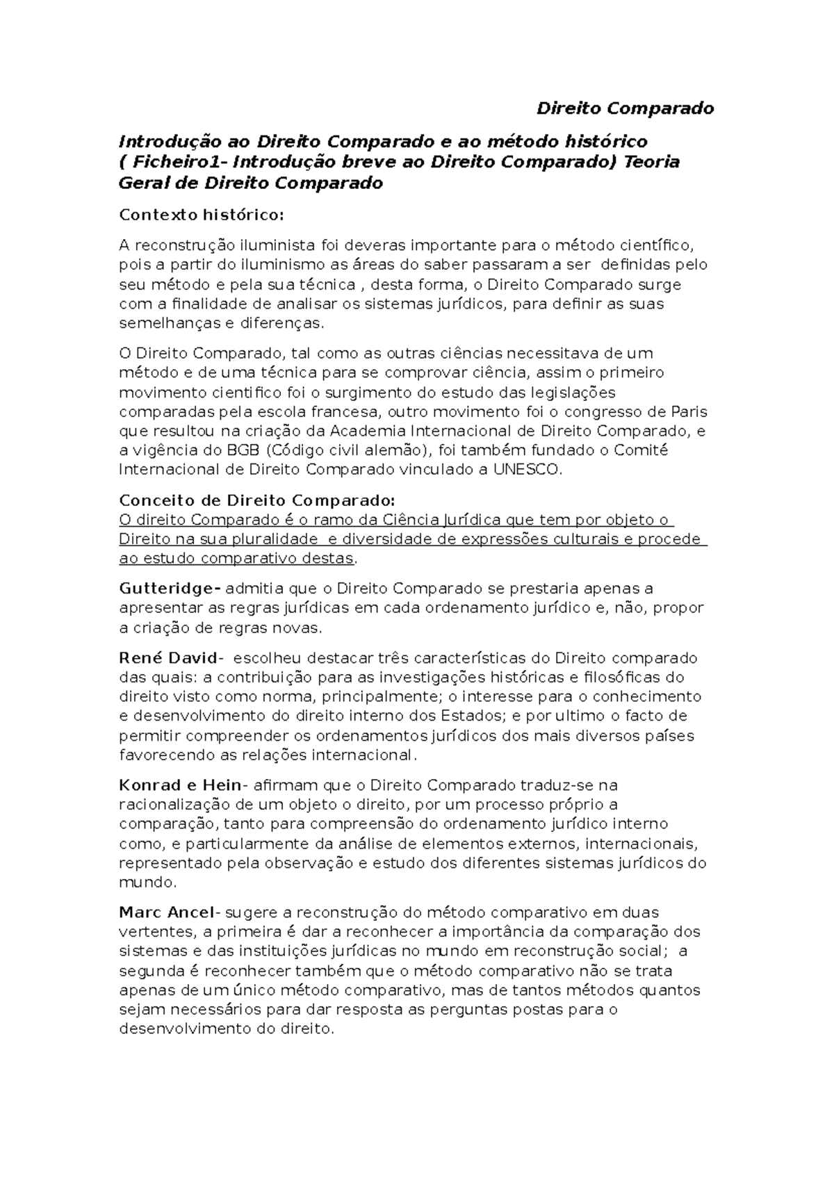 Direito Comparado - Introduçaõ ao Direito Comparado e ao método ...