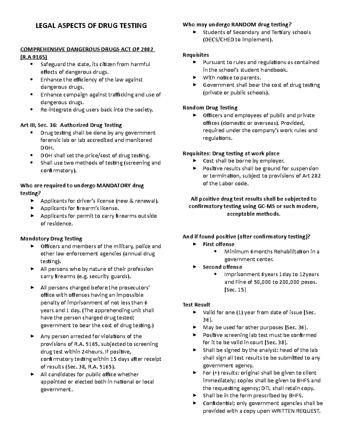 11 Legal AspectsOFDRUG Testing LEGAL ASPECTS OF DRUG TESTING
