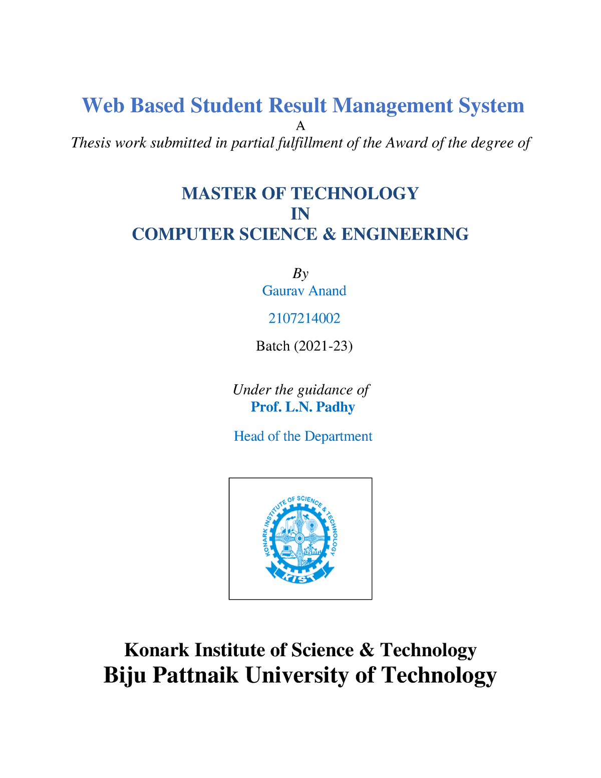 thesis of mtech project