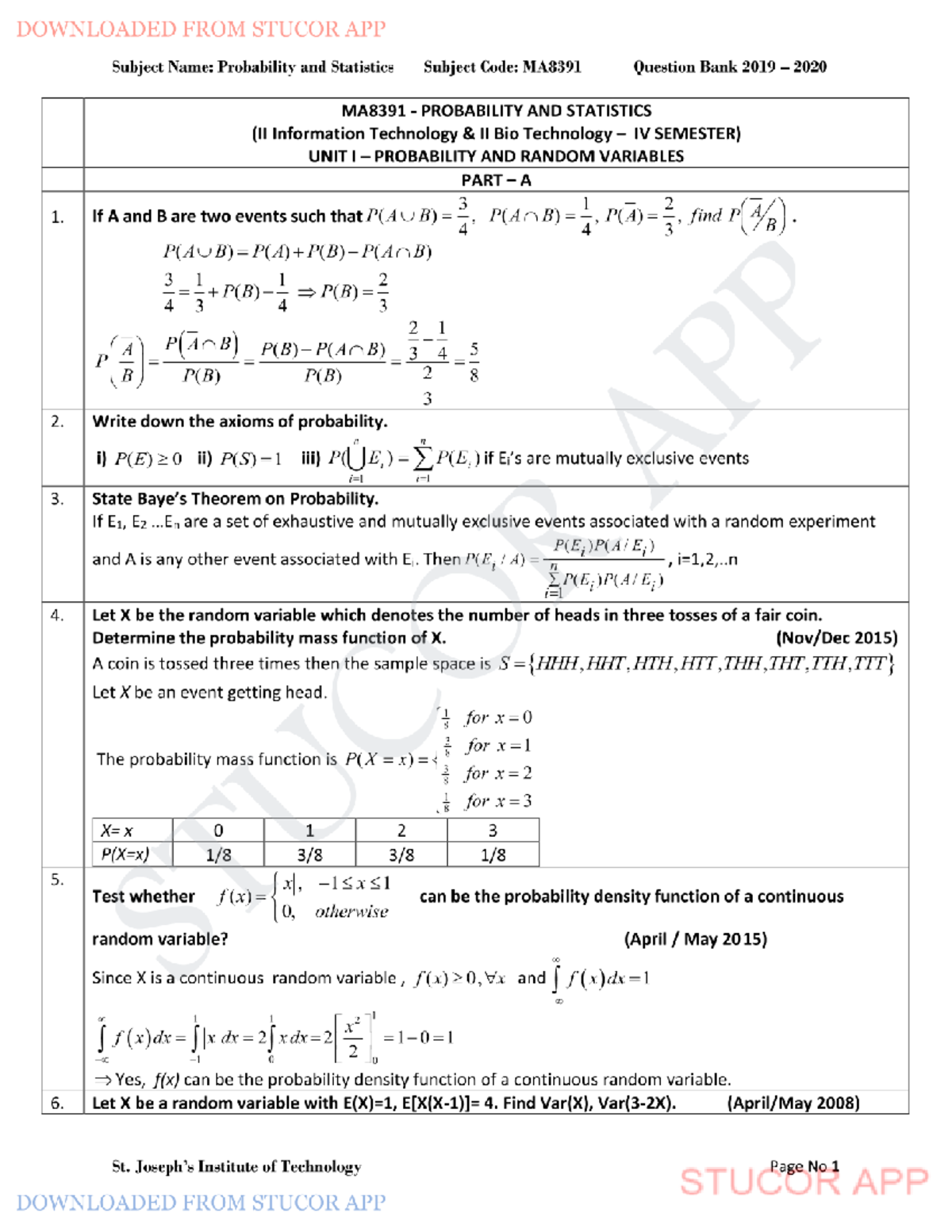 Stucor MA8391-HE - NOTES - Subject Name: Probability and Statistics ...