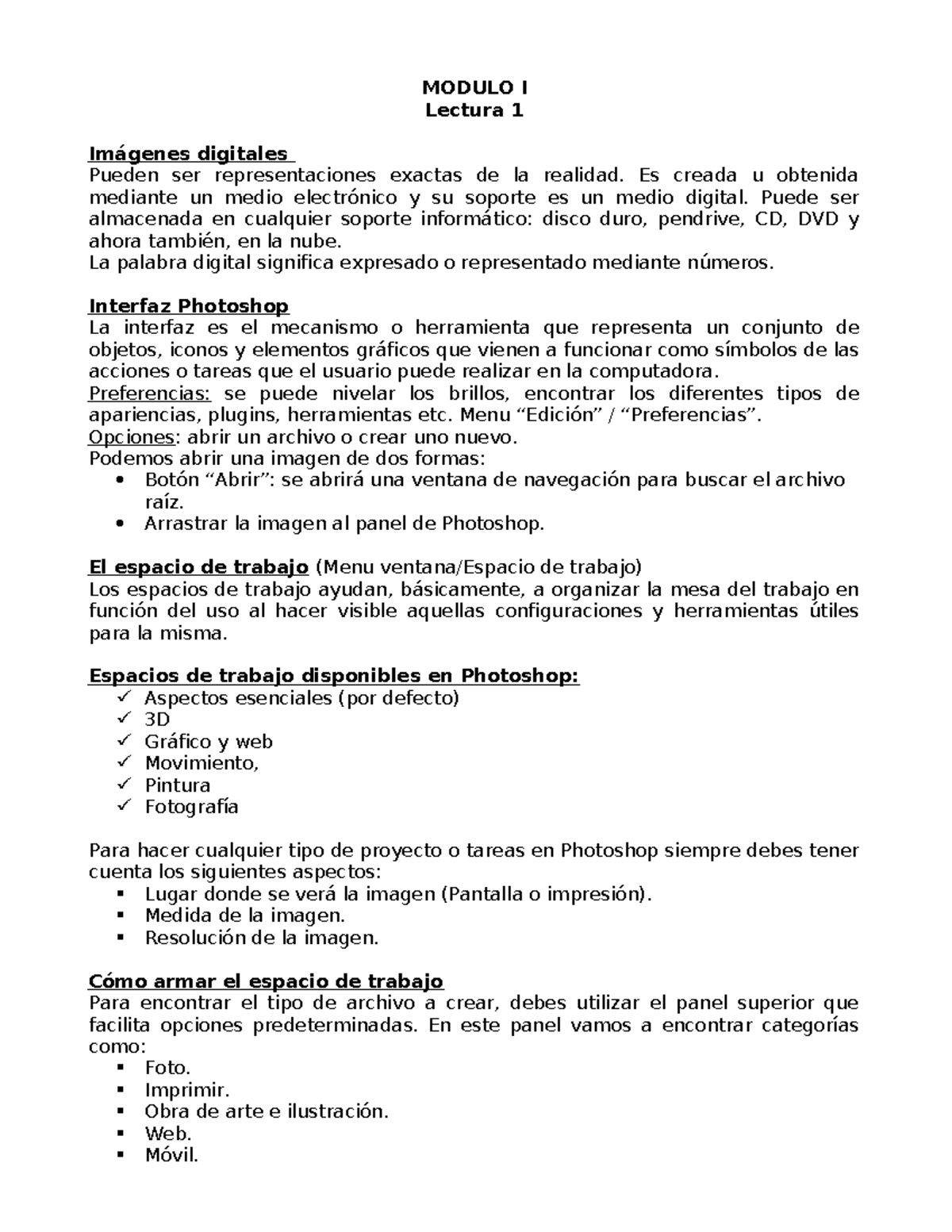 Resumen Modulo 1 Herramientas Digitales 2 - MODULO I Lectura 1 Imágenes ...