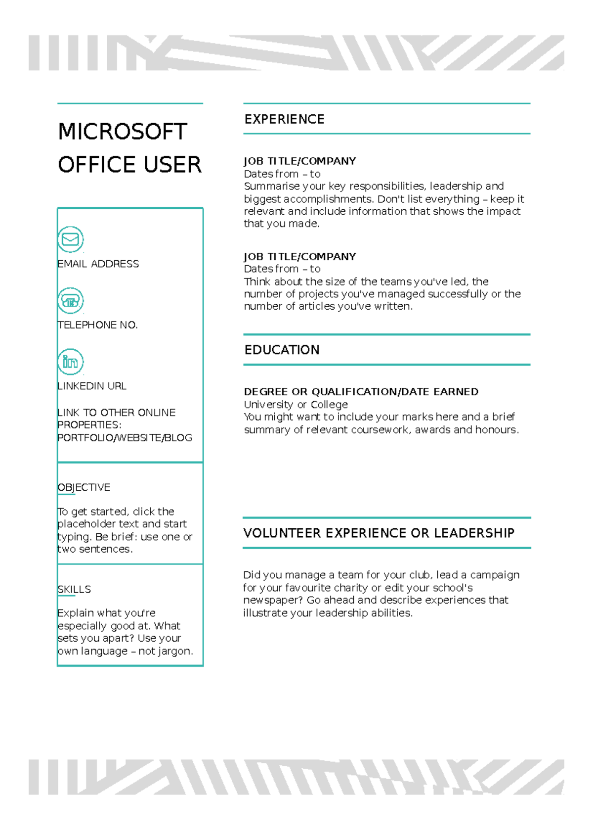 resume-microsoft-office-user-email-address-telephone-no-linkedin-url