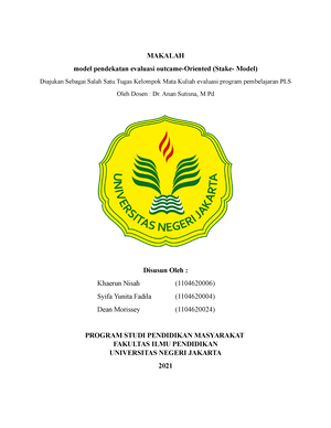 Makalah Kel. 3 Definisi, Ciri dan penerapan model pendekatan evaluasi