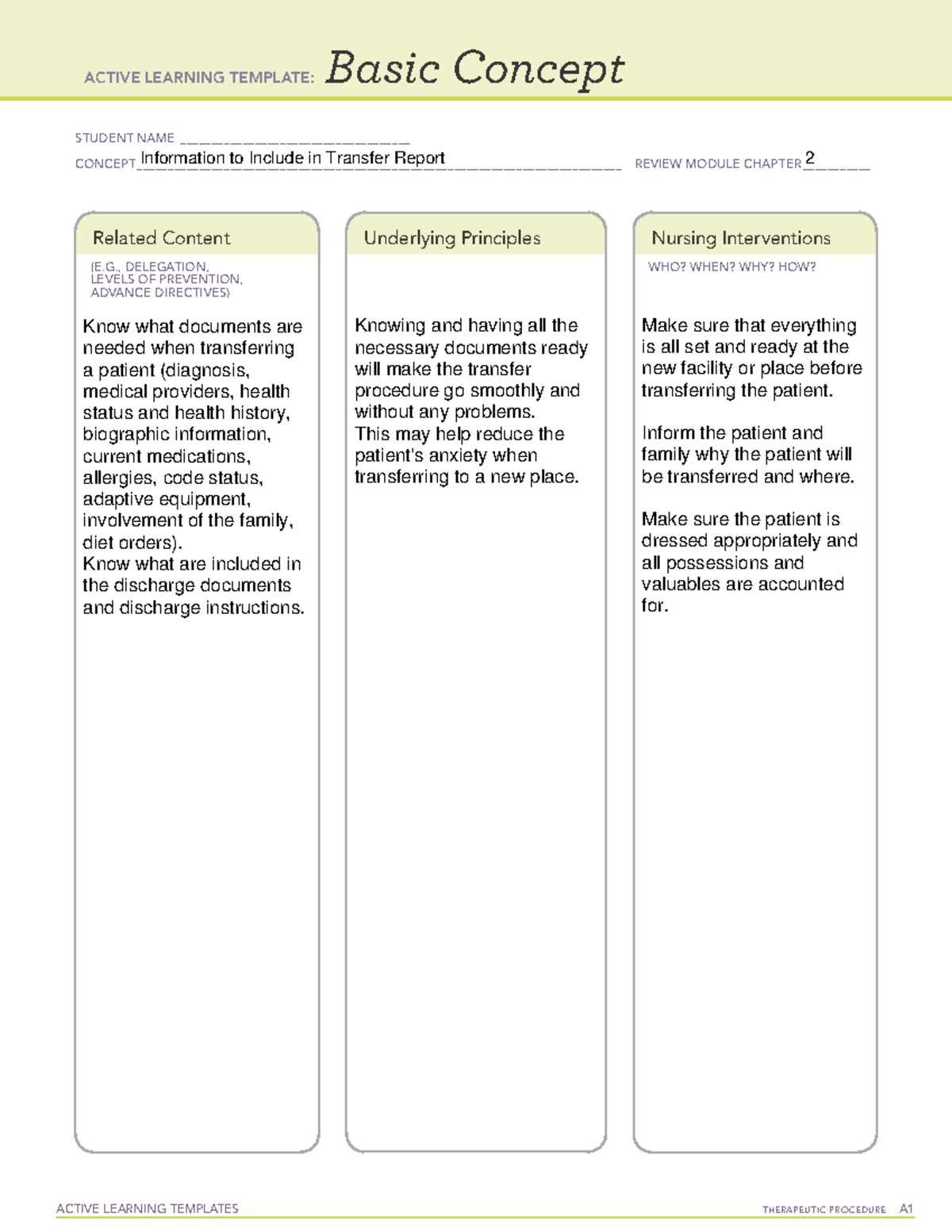 Ati Remediation Template Basic Concept Example