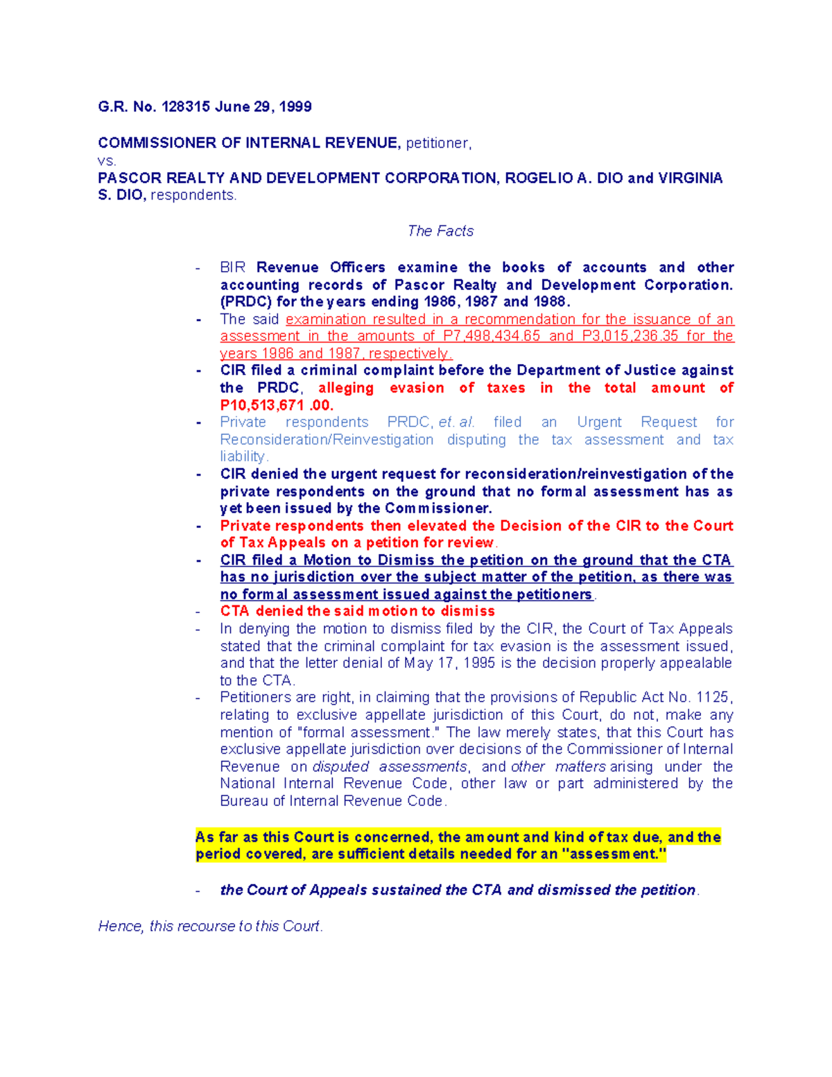 2 CIR VS Pascor - tax - G. No. 128315 June 29, 1999 COMMISSIONER OF ...