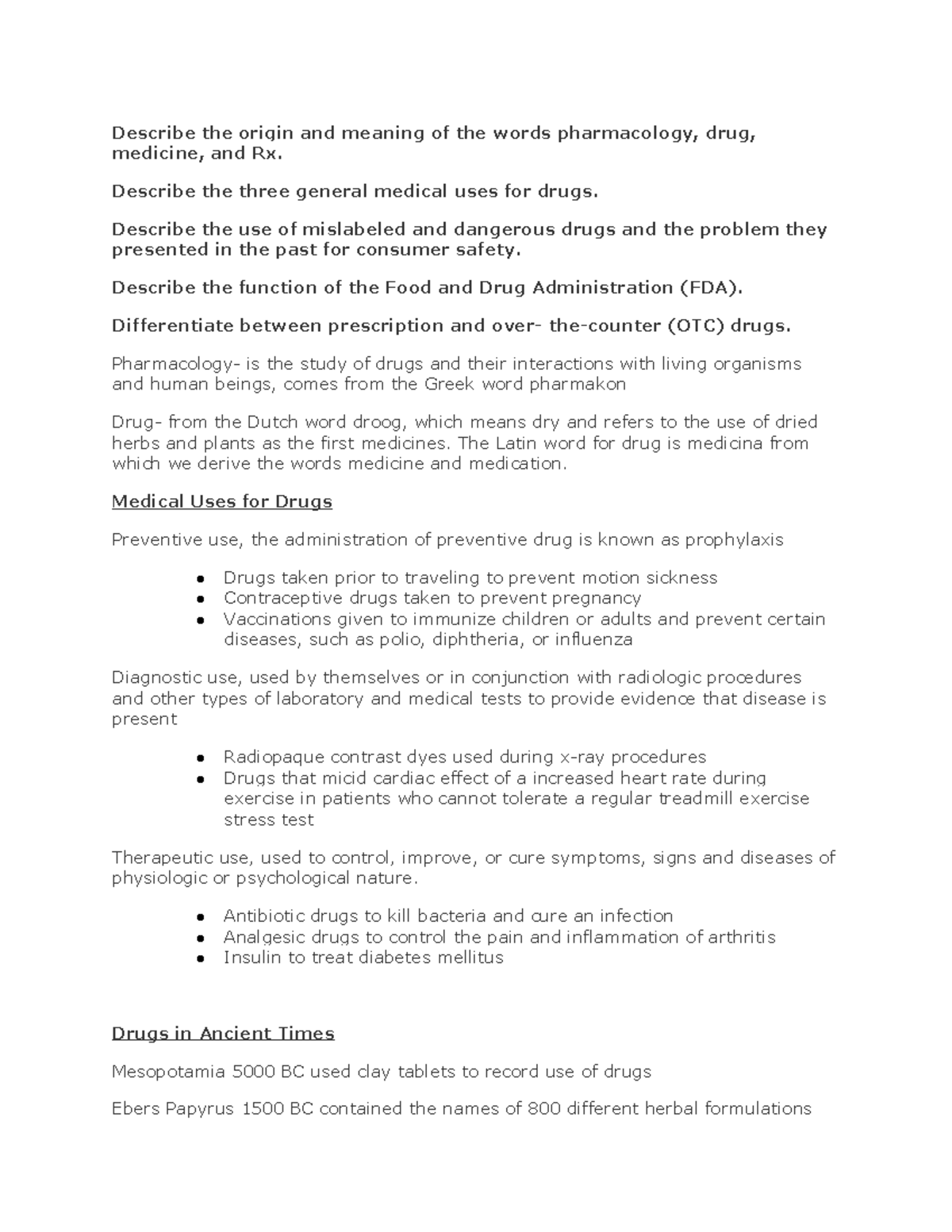 Module 1 - lecture notes for first exam - Describe the origin and ...
