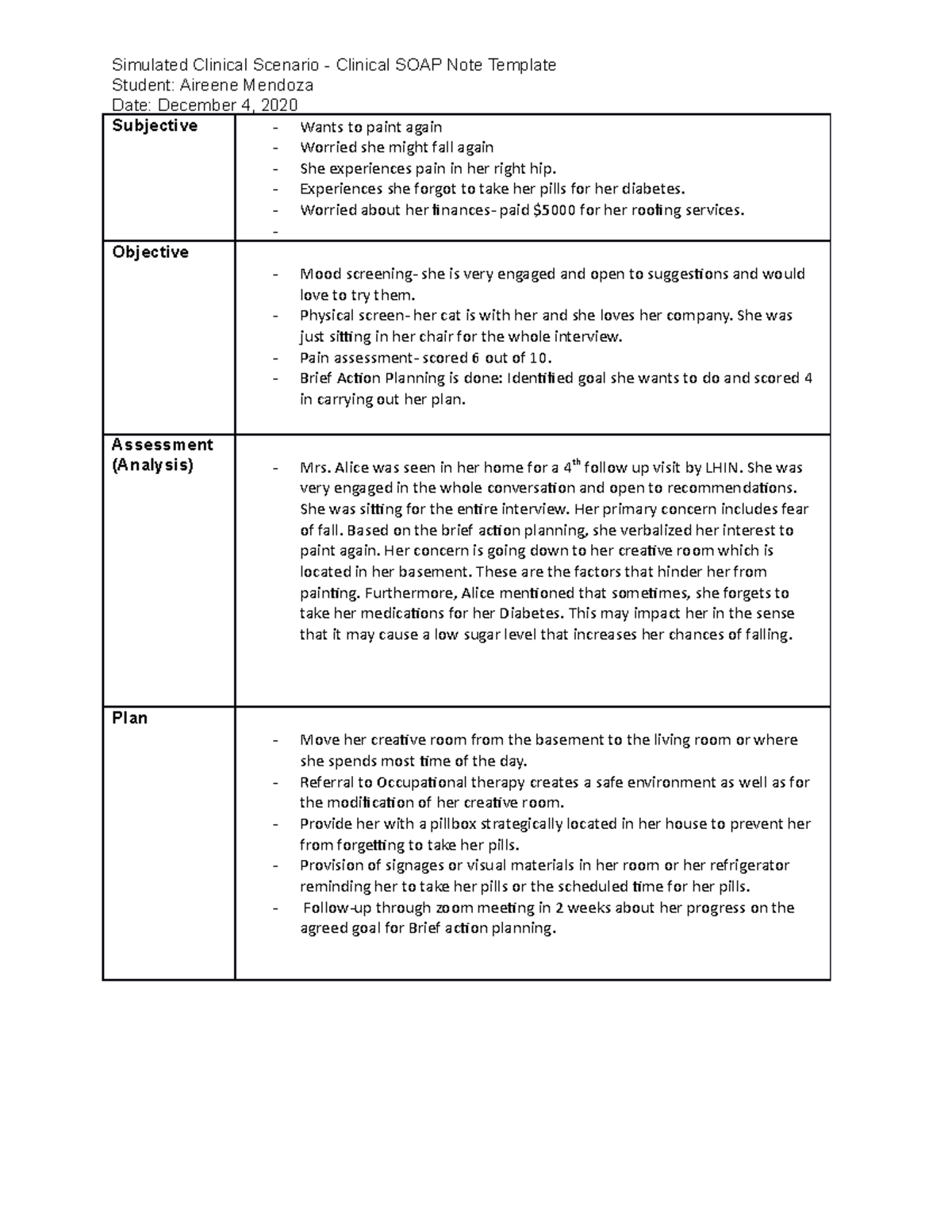 SOAP Notes 1 - DENT-3021 - Fanshawe - Studocu