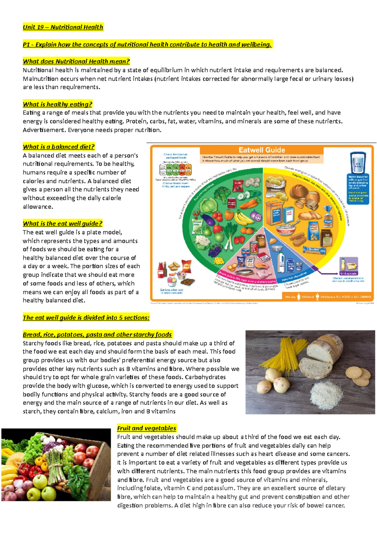 unit 19 health and social care nutrition assignment