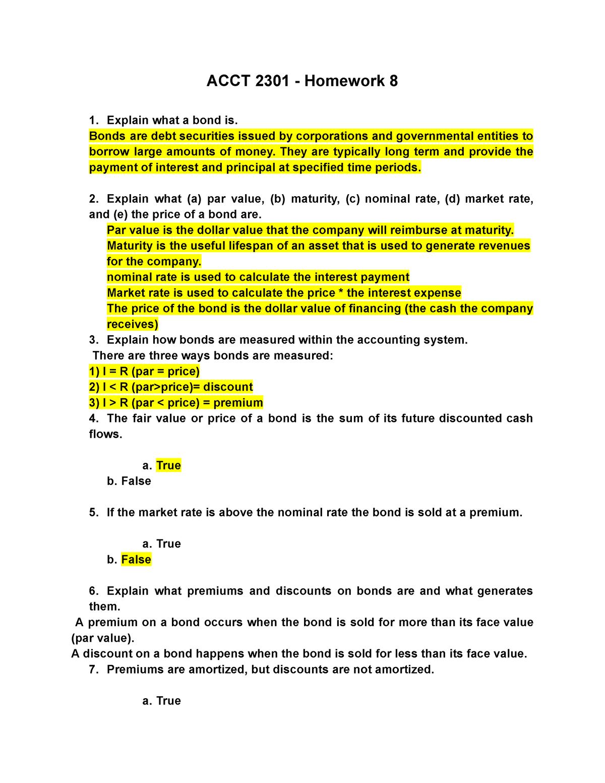 accounting 2301 chapter 1 homework