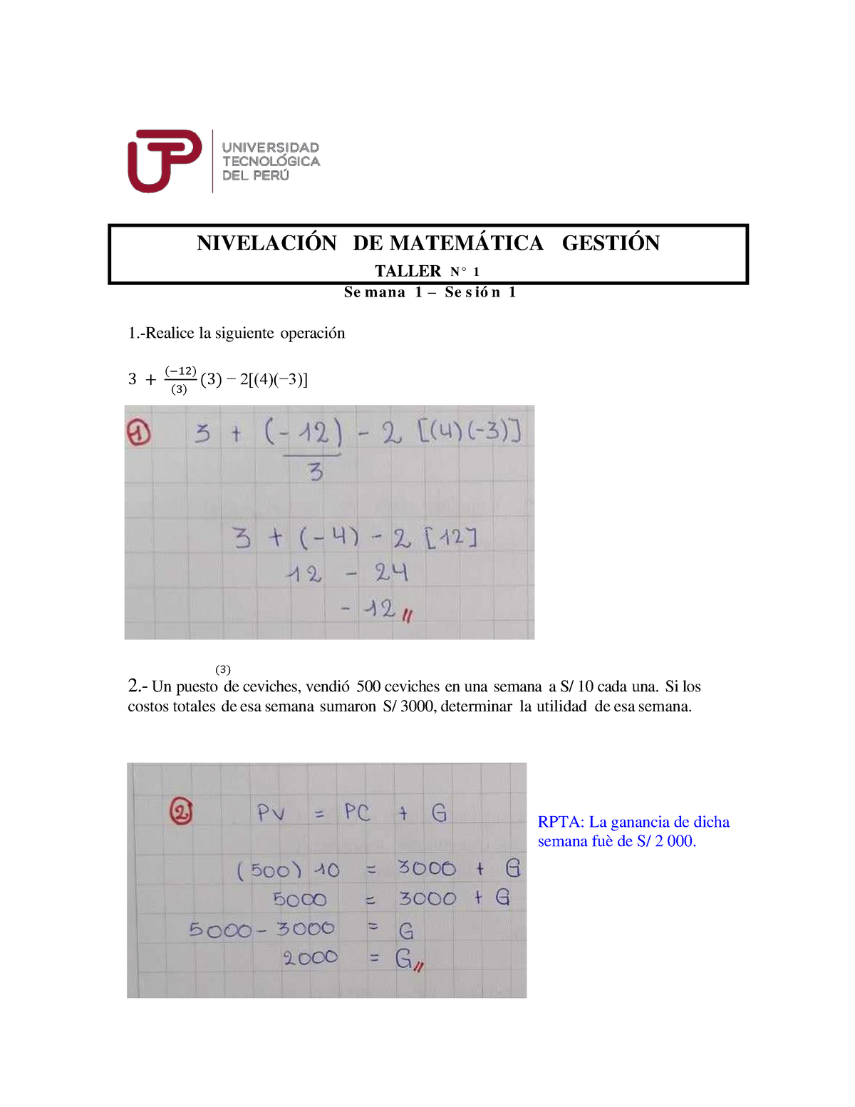 S1 Taller 1 Grupal - SEM 1 - NIVELACIÓN DE MATEMÁTICA GESTIÓN TALLER N ...