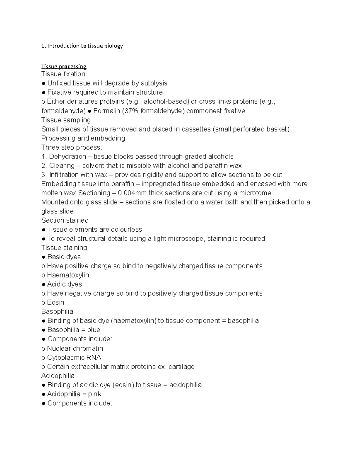 Introduction to tissue biology - Introduction to tissue biology Tissue ...