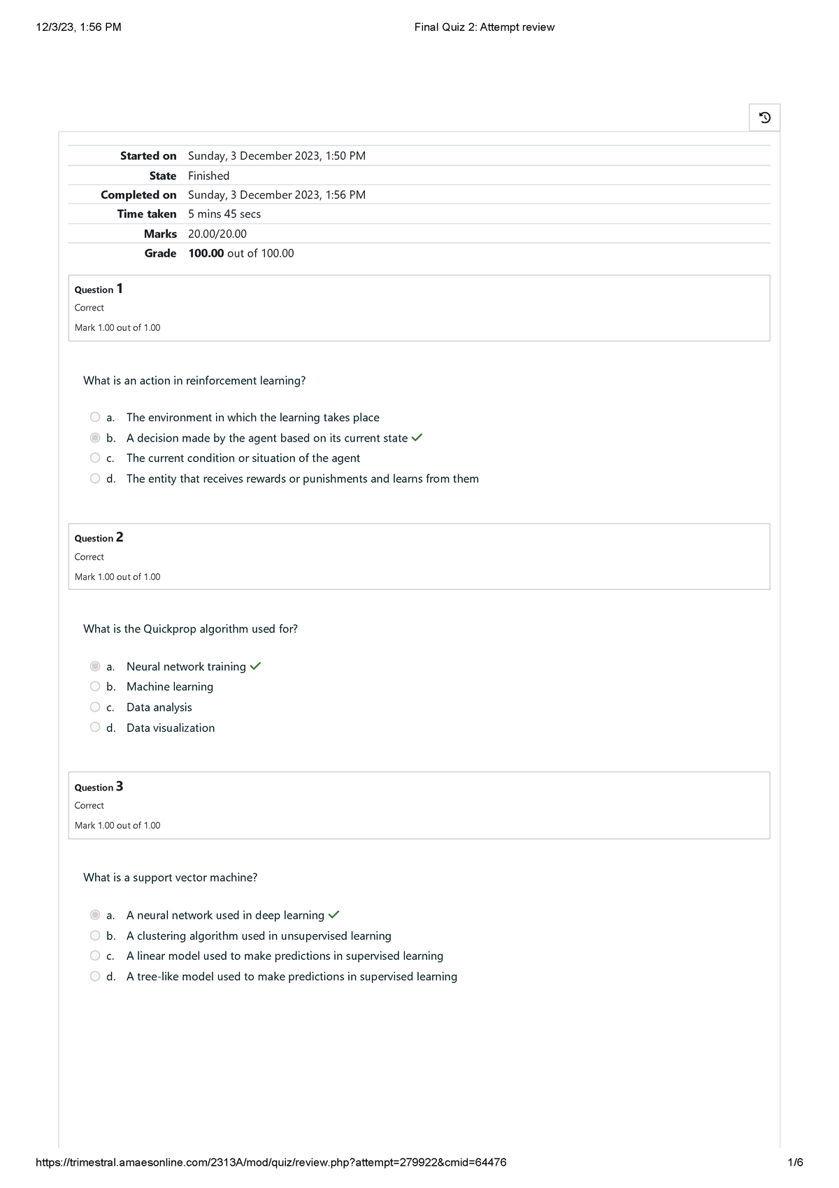 Artificial Intelligence Fundamentals Finals 2 - Started on Sunday, 3 ...