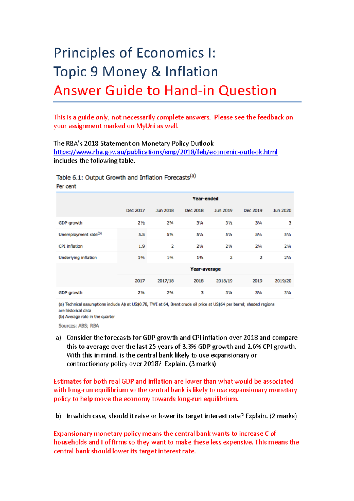 Topic 9 Answer Guide - Principles of Economics I: Topic 9 Money ...