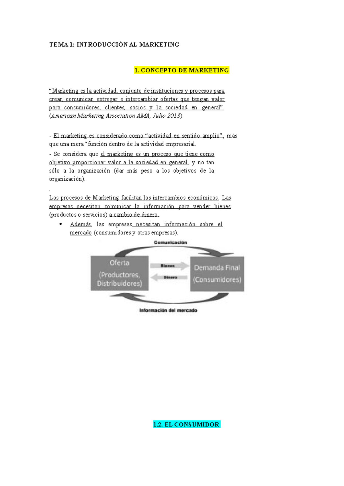 Tema 1 Marketing - TEMA 1: INTRODUCCIÓN AL MARKETING 1. CONCEPTO DE ...