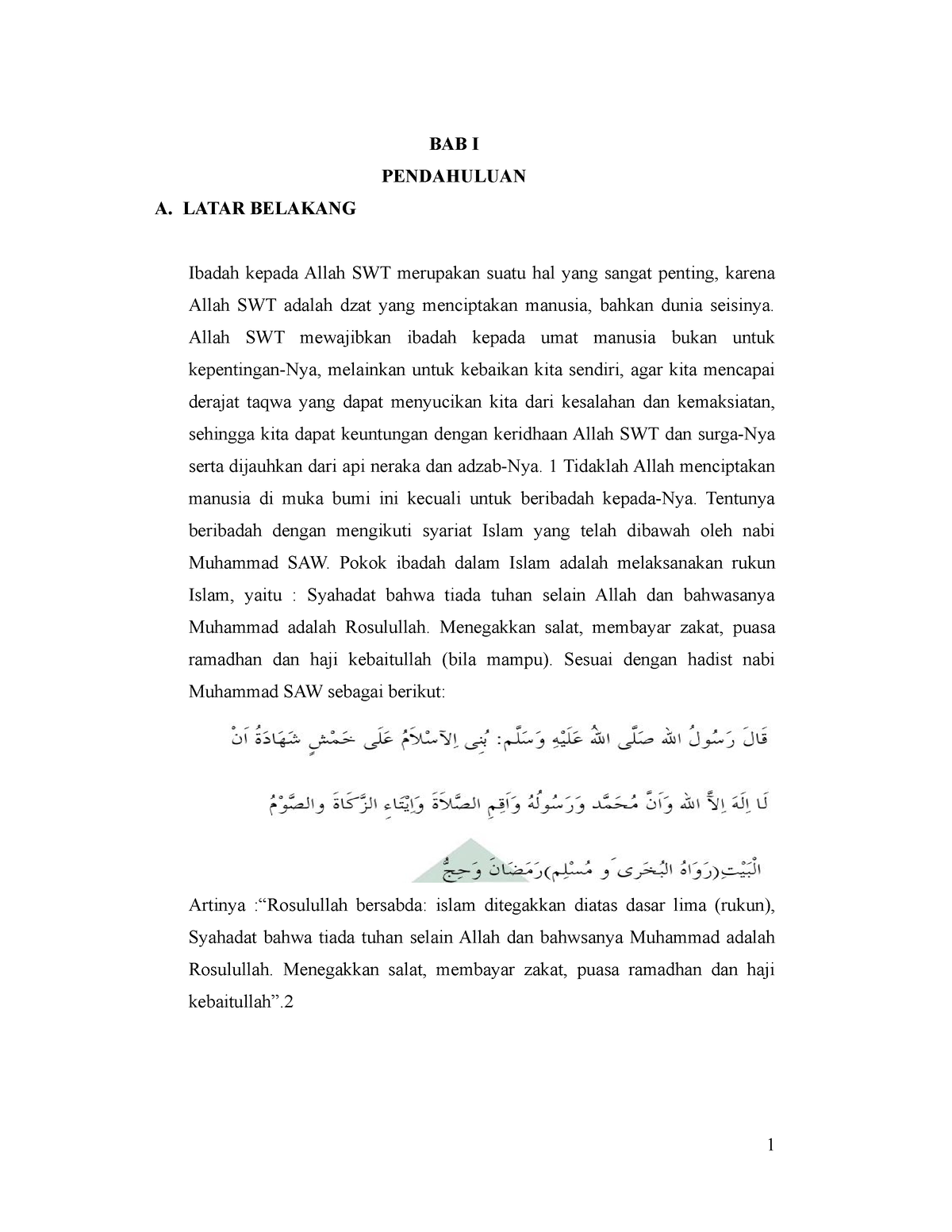 Ulumul Fiqih Syahadat Bab I Pendahuluan A Latar Belakang Ibadah