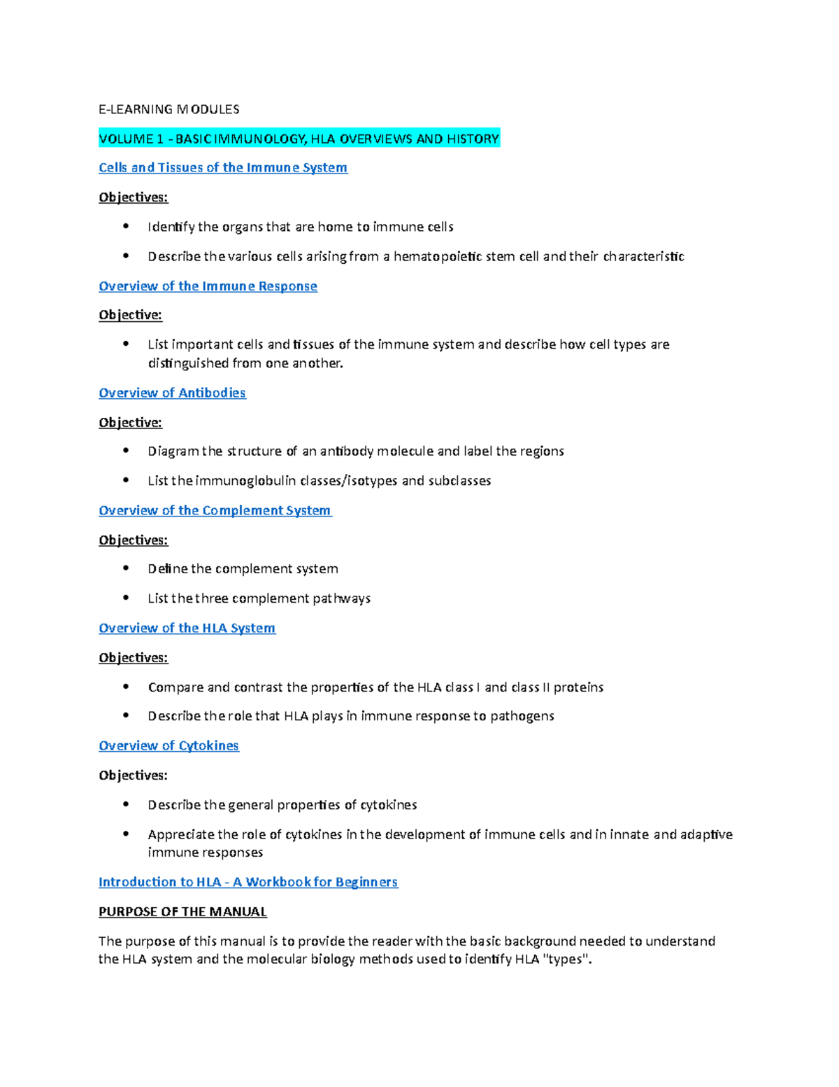 Contents of modules - Important topics for revision - E-LEARNING ...