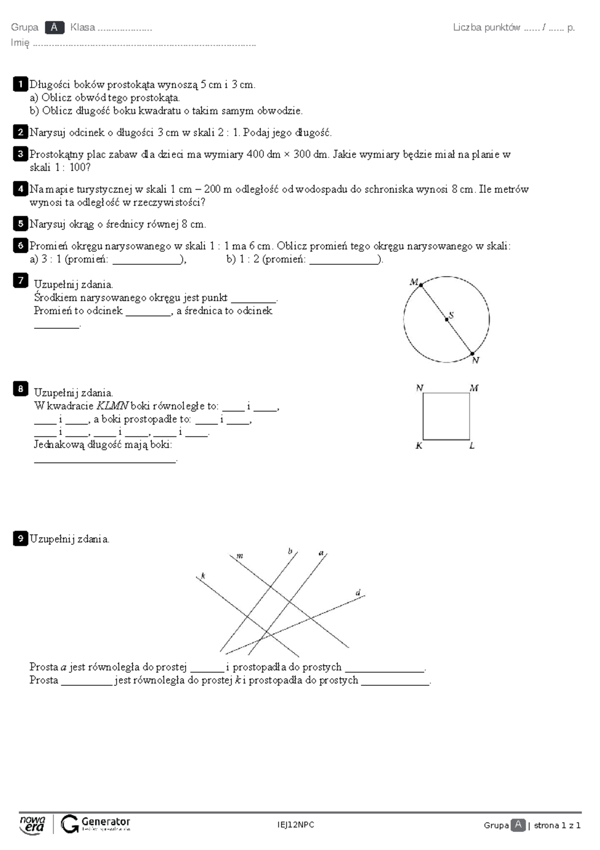 Geometria Kl. 4 Test (bez Widocznej Punktacji) - IEJ12NPC Grupa A ...