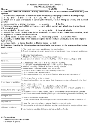 Cookery-9-10-MELC - Grade Level: Grade 9 Subject: TLE (Cookery NC II ...