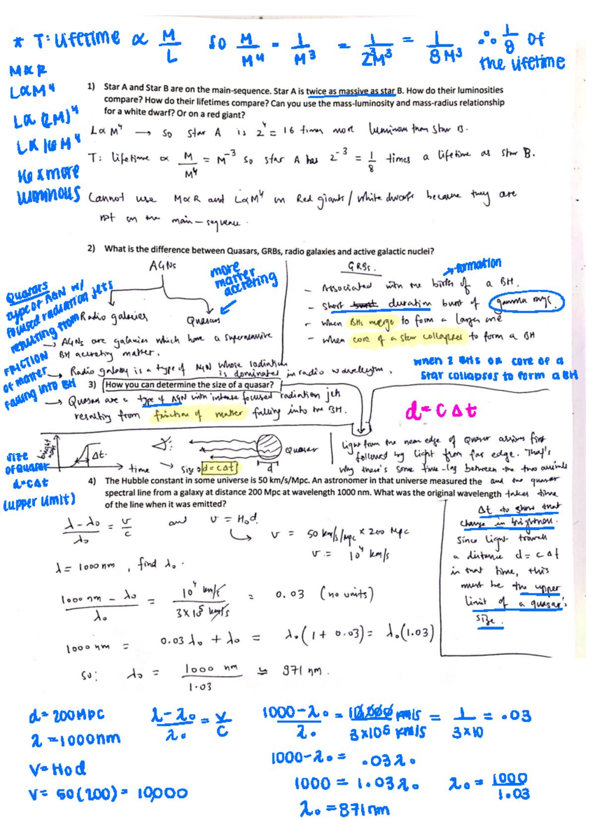 Midterm 2 review Astronomy - Scanned with CamScanner T lifetime x MT so ...