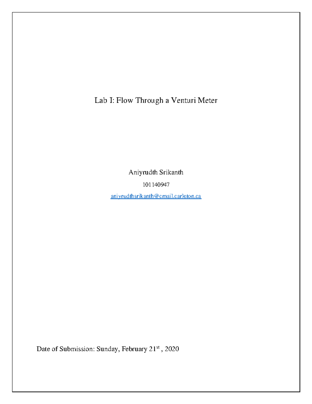 Lab I Flow Through a Venturi Meter Studocu