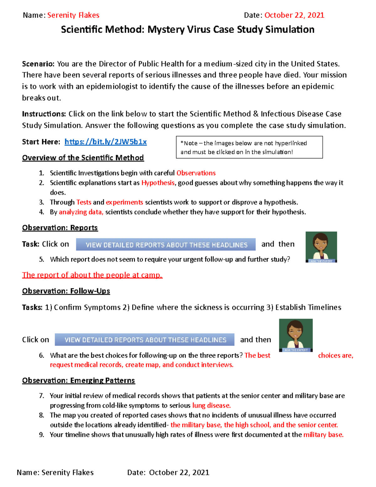 scientific method mystery virus case study simulation answer key