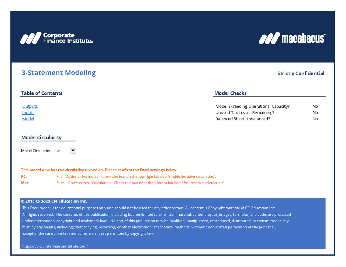 3-Statement Model (Complete) - 3-Statement Modeling Strictly ...