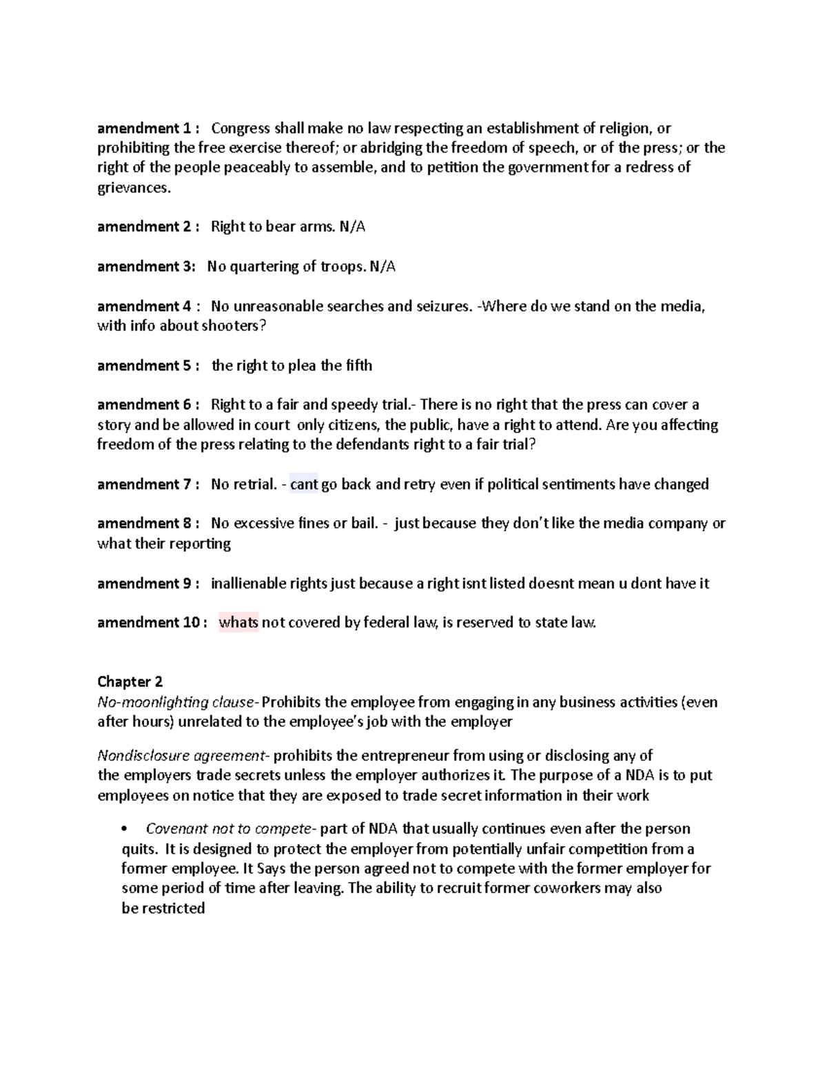 Media law final exam - amendment 1 : Congress shall make no law ...