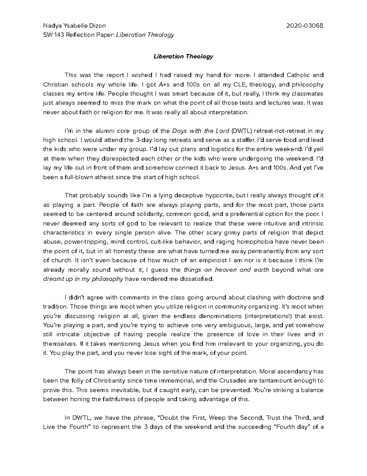 Reflection on Liberation Theology Approach to Community Organizing ...