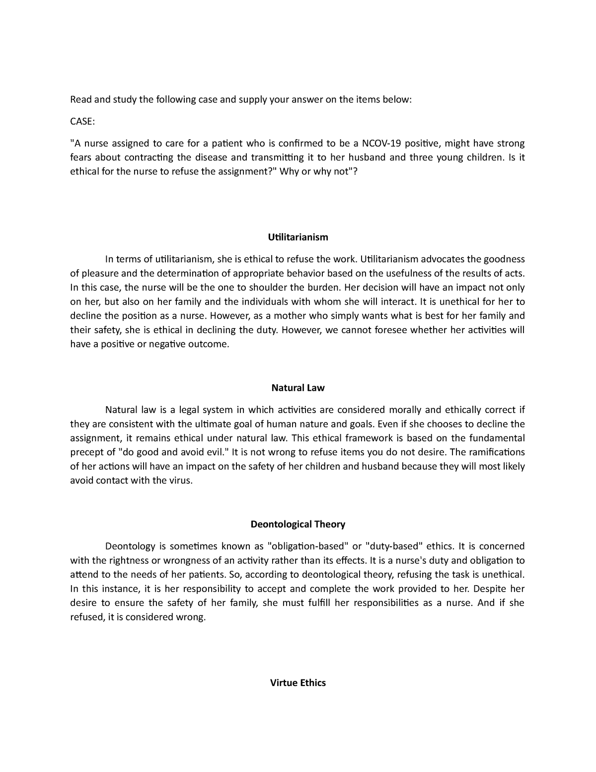 case study ethical theory application and evaluation