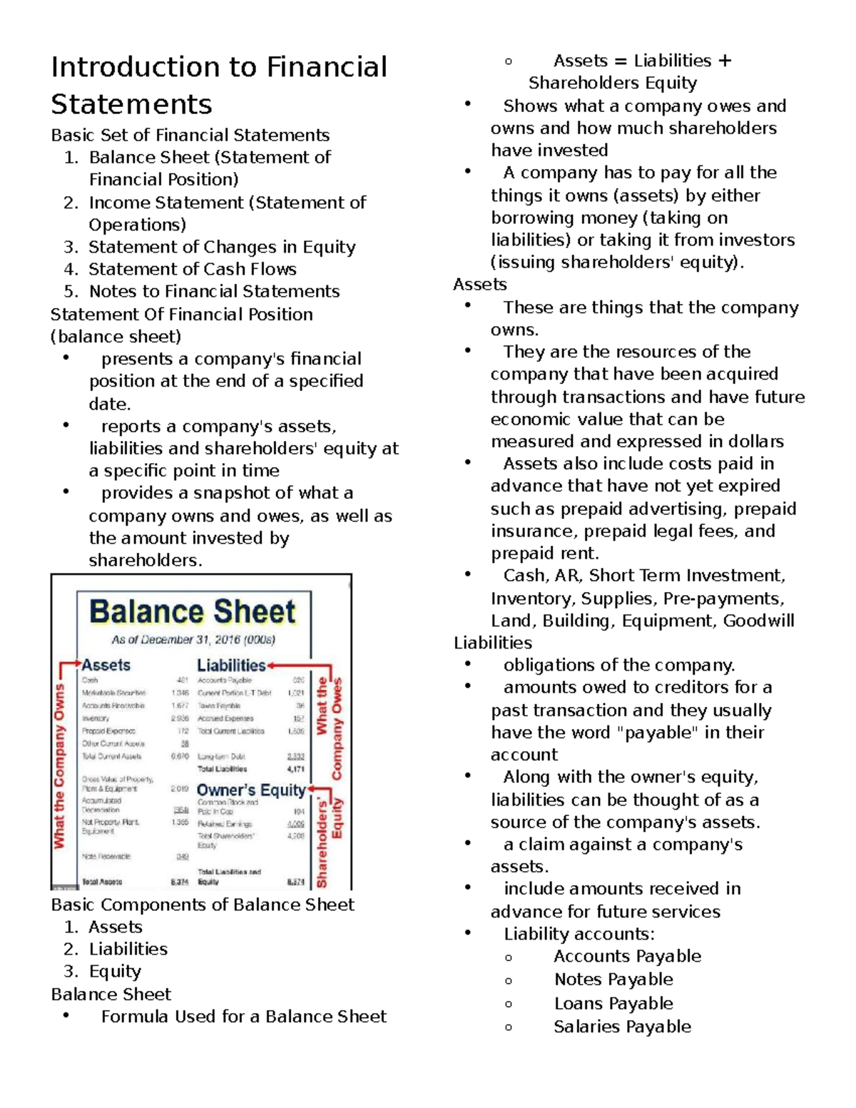 financial statements essay introduction