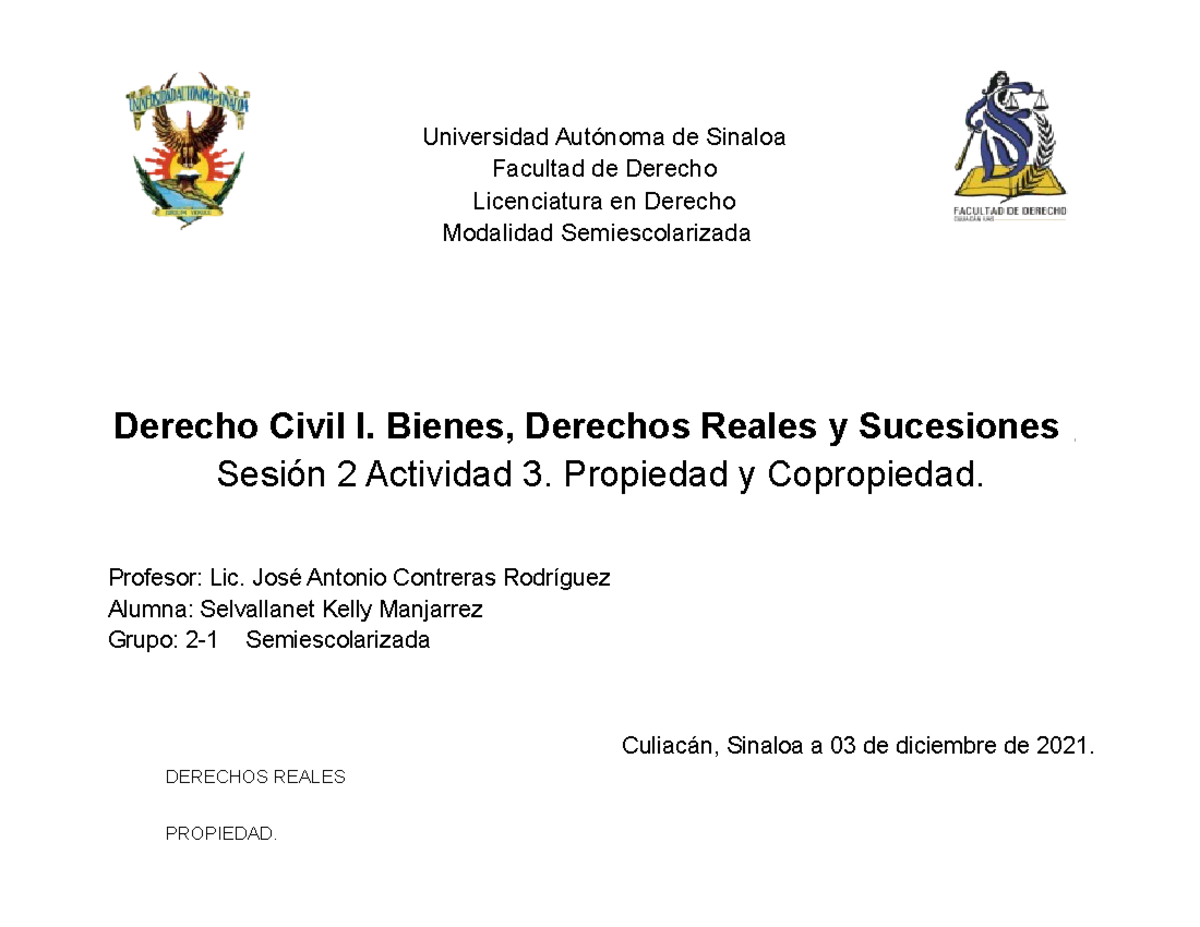 Propiedad y copropiedad - Universidad Autónoma de Sinaloa Facultad de ...